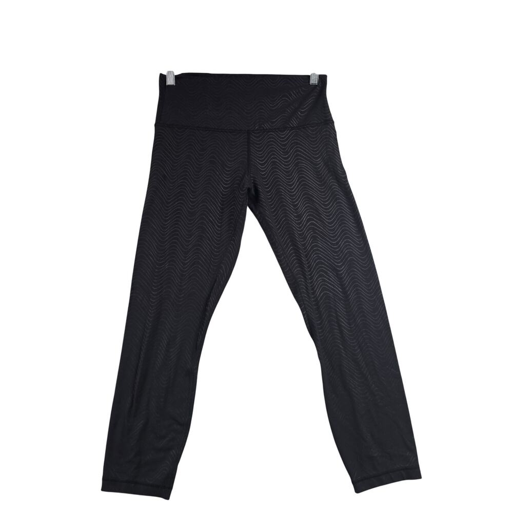 Lululemon High Rise Leggings Black Wave Print Womenโs Size 6 missing tag 0141